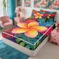 thumbnail image 3 of Manfei Tropical Floral Leaves Zipper Queen Comforter Set with Fitted Sheet and 2 Pillowcases,Botanical Plants Zipper Bedding Set,Reversible, 3 of 7