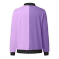 thumbnail image 4 of Bomber Jacket Coats for Women Color Block Zip Up Long Sleeve Stand Collar Windbreaker Fall Fashion Work Outerwear with Pockets, 4 of 5