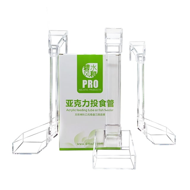 Greeniant Alimentador de peces acrílico transparente para acuario, cuenco para comida, bandeja portátil para animales acuáticos, tubo de Alimentadores automáticos de peces 21cm