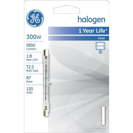 

GE Lighting 19379 Double-Ended T2.5 Quartz Halogen Bulb Clear 300W 120V