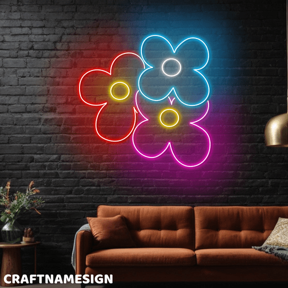Craftnamesign Aloha Flower Neon Light Decor, Florist Shop LED Wall Sign