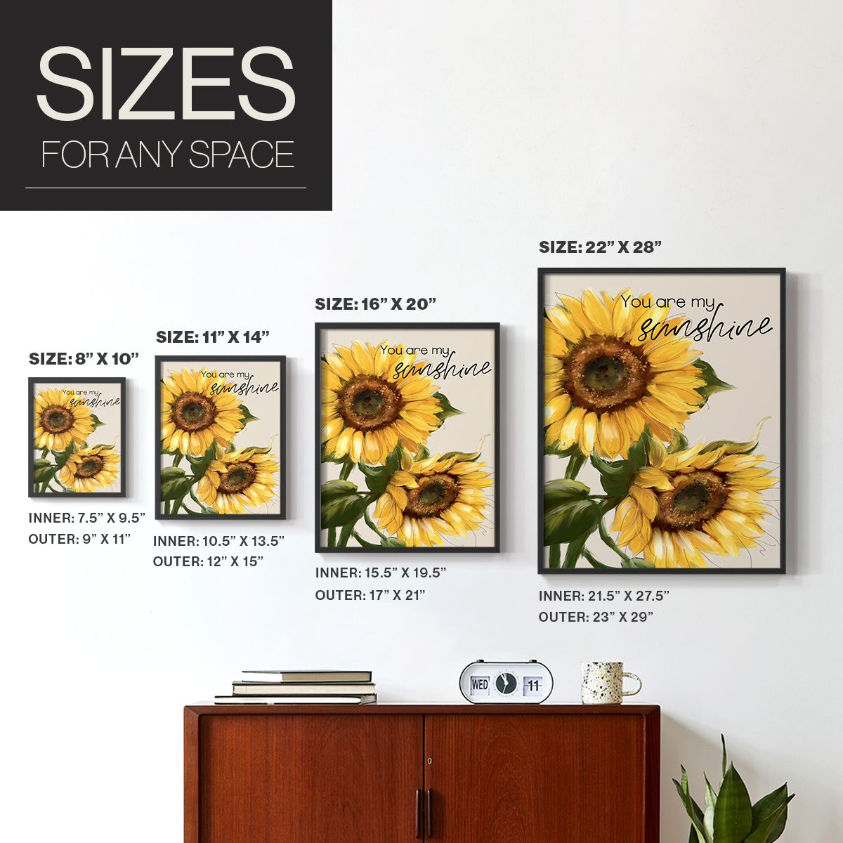 You Are My Sunshine Framed Print - Solid Wood in Single Picture Frame Solid Wood 2 Framed Print