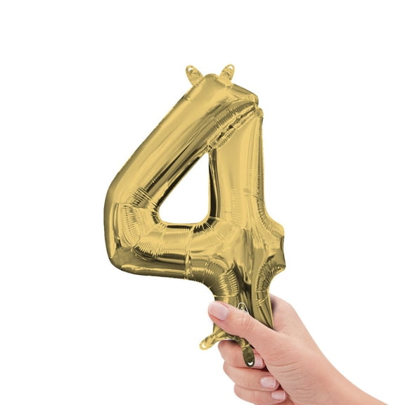 16 inch Number 4 - Anagram - White Gold (Air-Fill Only) Foil Mylar Balloon - Party Supplies Decorations