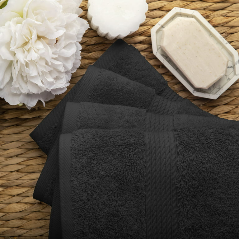 Superior Hymnia Egyptian Cotton Hand Towel Set, Black 