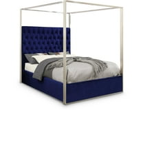 Meridian Furniture Porter Tufted Velvet Queen Bed in Navy