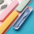 thumbnail image 5 of Nvzi 2Sets Wheat Straw Spoon Knife Fork Tableware Set, Unbreakable Reusable Cutlery Utensils with Storage Case for Travel Picnic Camping or Daily Use (Green), 5 of 5