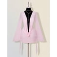 thumbnail image 3 of Pink Sheer Mesh Plunging V-Neck Mini Dress With Bell Sleeves And Twist Front Detail, 3 of 8