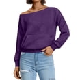 thumbnail image 7 of Women's Fall Fashion Oversized Off Shoulder Sweatshirt Long Sleeve Drop Shoulder Casual Y2K Pullover Tops Purple S, 7 of 7