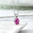 thumbnail image 4 of Gem Stone King 4.55 Ct Oval Pink Created Sapphire Red Garnet 925 Sterling Silver Pendant, 4 of 4