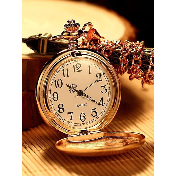 Reloj de bolsillo vintage Reloj de bolsillo de cuarzo con cadena Movimiento mecánico clásico Reloj de bolsillo Reloj de hombre de acero plateado liso Reloj de bolsillo de cuerda manual Fo ZefeiWu 8390605308390