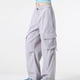 thumbnail image 4 of Amzcrzy Pantalones Cargo Holgados para Mujer, Cintura con Cordón, Pierna Ancha, Cómodos, Cintura Elástica, Sobredimensionados, Informales, Estilo Calle Hip Hop, con Bolsillos, Tallas M-2XL Gris, 4 of 5
