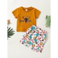 thumbnail image 2 of Wassery Baby Toddle Girls Summer Outfits Cattle Head Print Short Sleeve Round Neck Tops+Cactus Hat Print Elastic Shorts 2Pcs Set 0-3T, 2 of 9