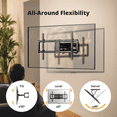 thumbnail image 2 of MountFTV Full Motion TV Wall Mount for Most 37-82 inch TVs, TV bracket with Swivels Tilts Extension Leveling,Max 600x400mm, Holds up to 100 lbs,Fits 8” 12” 16" Wood Studs ﻿, 2 of 8