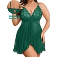 thumbnail image 2 of Sexyfree Plus Size Lingerie for Women Sexy Open Front Lace Nightdress V Neck Sleepwear, 2 of 4