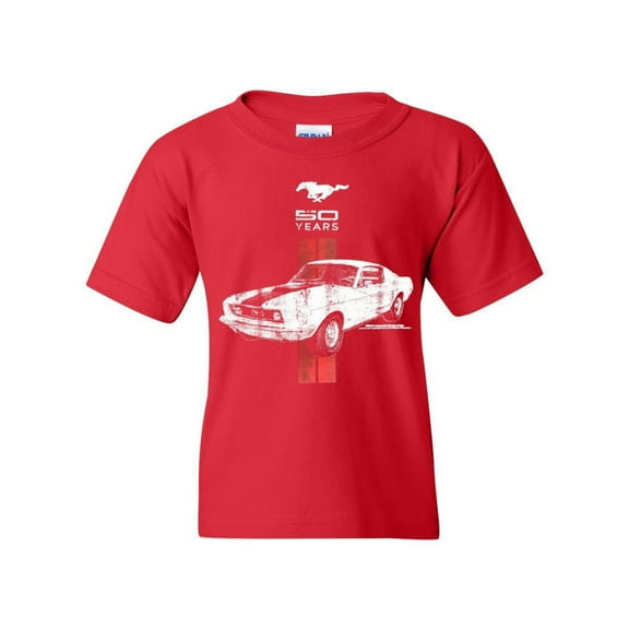 Tee Hunt Ford Mustang 50 Years Women's T-Shirt Novelty T-Shrit GT Boss 302 Shelby Cobra Jet Tee, Red, Medium