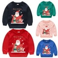 thumbnail image 3 of Odeerbi Toddler Boys Girls Christmas Outfit 2025 Long Sleeve Sweatshirt Childrens Santa Claus Print Pullover Sweater Jacket Blue, 3 of 3