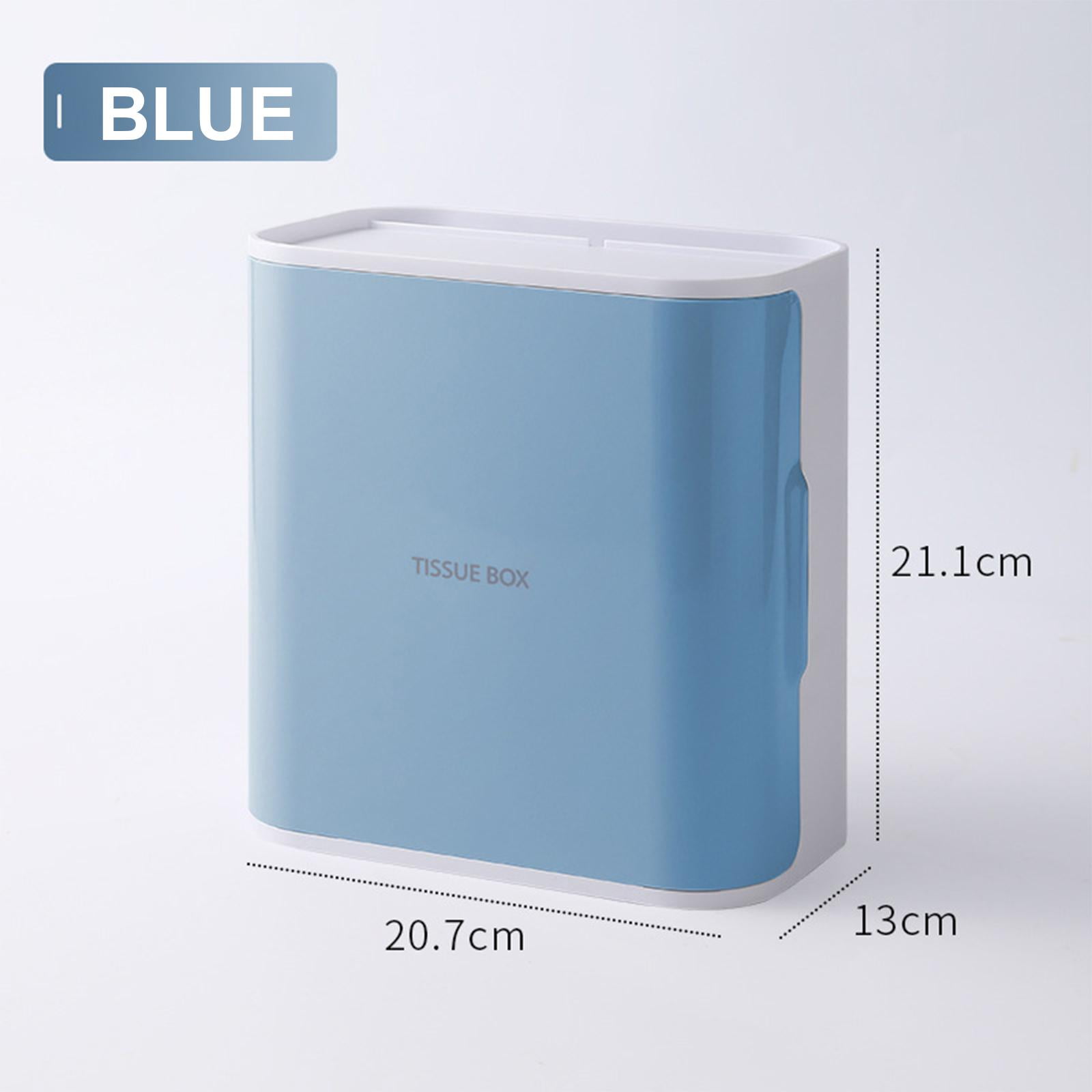 Fiocias Adhesive Toilet Paper Holder with Storage Drawer,Waterproof Wall Mounted Tissue Blue