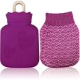 thumbnail image 1 of Jinsinto Mini Hot Water Bottle, Silicone Hot Water Bag for Kids, Suitable for Relieving Pain, Cramps, Back, Neck, Feet (Purple), 1 of 5