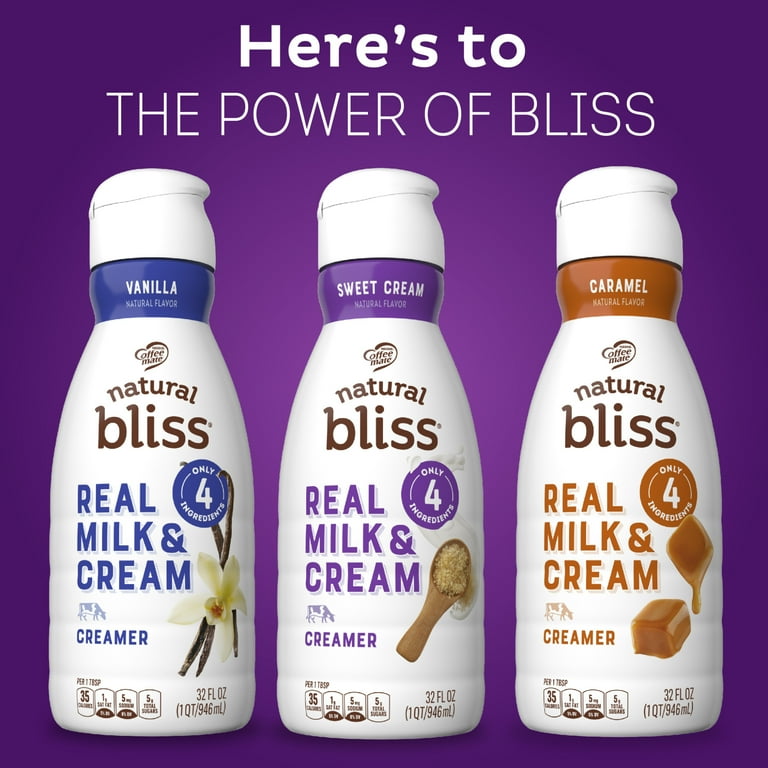 Coffee mate Natural Bliss Sweet Cream Flavored Liquid Coffee Creamer Real Milk Cream 32 fl oz Walmart