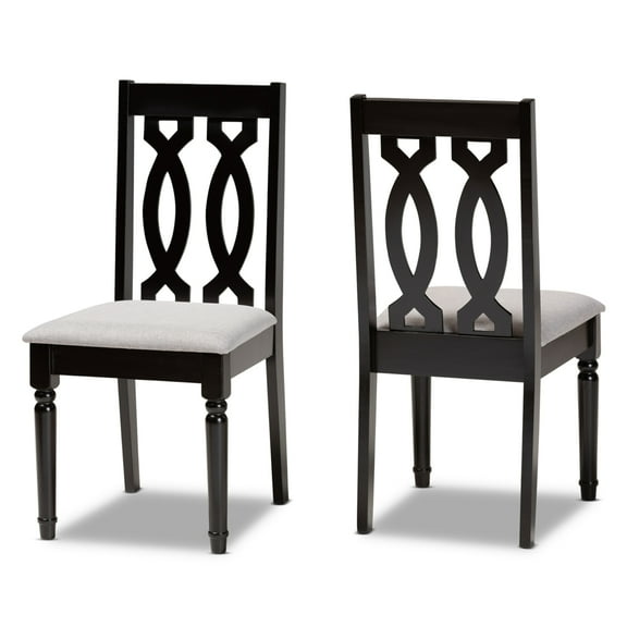 Baxton Studio Cherese Modern and Contemporary Grey Fabric Upholstered and Dark Brown Finished Wood 2-Piece Dining Chair