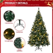 Artificial 7' Christmas Pre-Lit Spruce Tree with 150 Warm Lights, Full Balsam Fir Xmas Tree, by EasingRoom