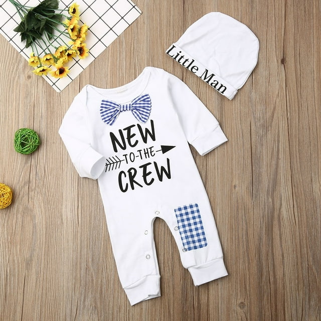 Nouveau-né Bébé Garçon Combinaison à Manches Longues Justaucorps une-Pièce Vêtements Tenues 0-18M