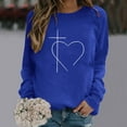 thumbnail image 2 of Fanxing Easter Egg Sweatshirts For Women Womens Easter Outfit Jesus Cross Easter Day 3/4 Sleeve Shirts Blouses 2025 Fashion Tees Tops Blue,L Female, 2 of 3