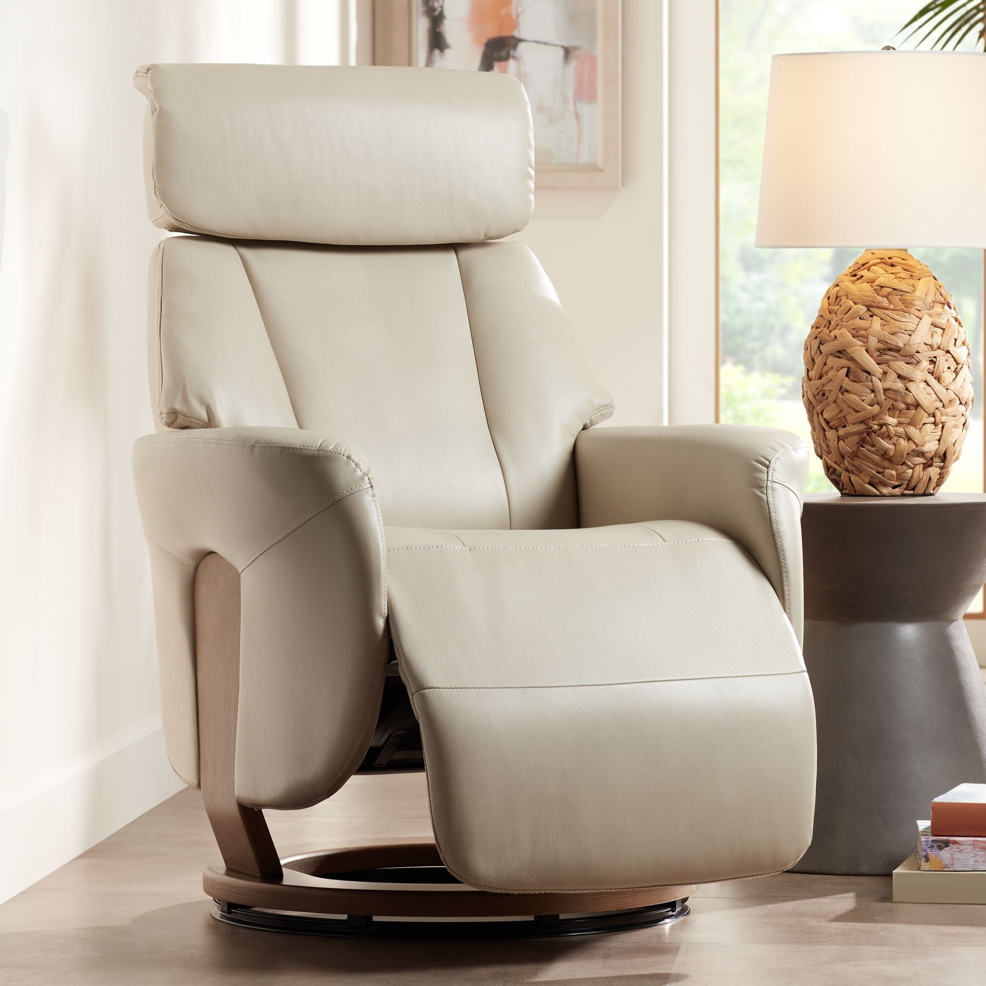 BenchMaster Augusta Taupe Faux Leather 4Way Recliner Chair Walmart