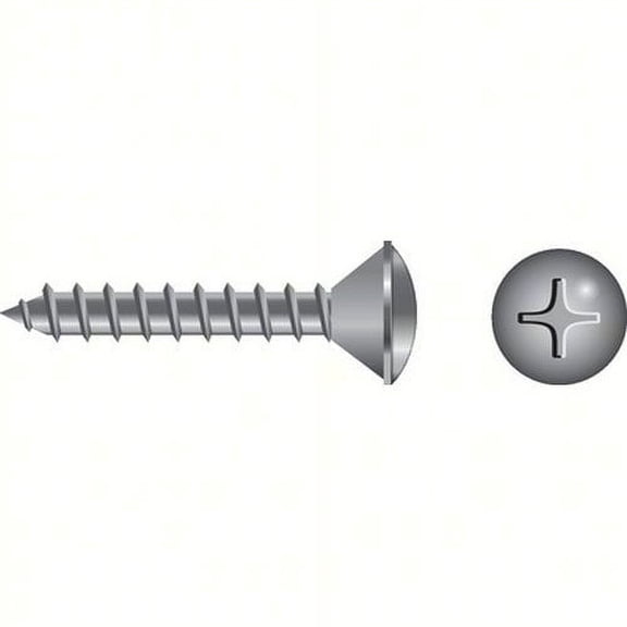 SeaChoice 00791; #8 X3/4 Phillips Head Oval Sheet Metal Screw Stainless Steel 100/ Bag