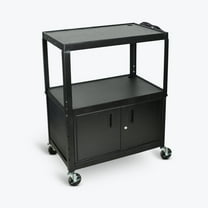 FSE 373-AVJ42XLC Extra Large Adjustable Height Steel AV Cart Three Shelves Black Electric