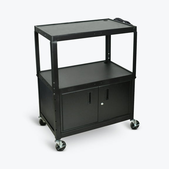 FSE 373-AVJ42XLC Extra Large Adjustable Height Steel AV Cart Three Shelves Black Electric