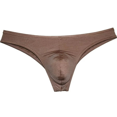 Men s Mini Briefs Shiny Spandex Underwear Lining Stretchy Sexy Micro Boxer Pouch Bikini Bodywear Light Brown-M