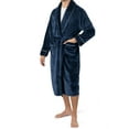 thumbnail image 3 of PAVILIA Mens Soft Robe, Plush Warm Bathrobe for Men, Long Spa Robe with Shawl Collar, Pockets, Trim Piping (Navy Blue), 3 of 9