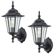 Pia Ricco 2 Pack 1- Light Textured Black Outdoor Sconce Wall Mount Light
