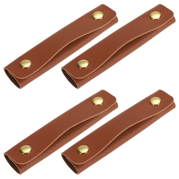 4Pack Handbag Handle Wrap Covers, PU Leather Luggage Grip Protector for Suitcases, Shopping Bag (Dark Brown)