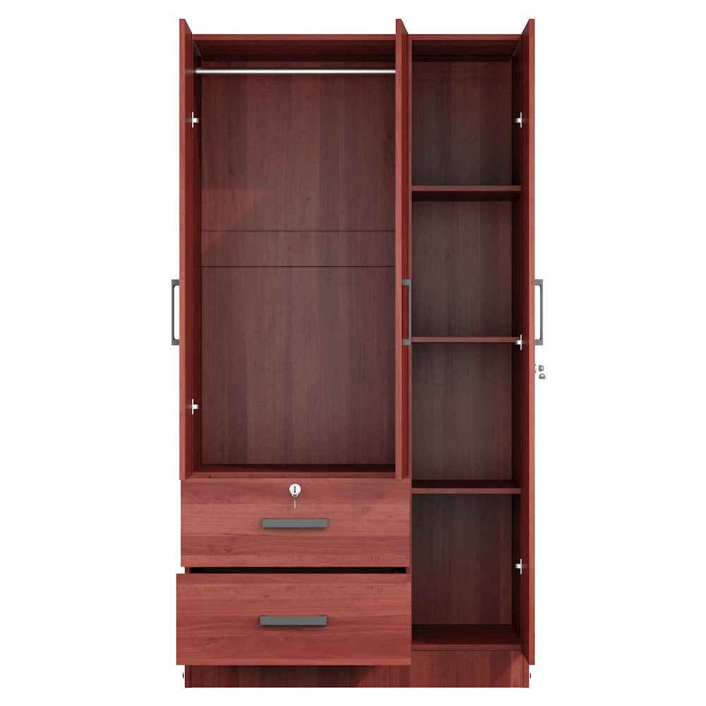 Hodedah 2 - Door Wardrobe with 4 - Shelves, Chocolate - Walmart.com