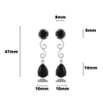 thumbnail image 5 of Femme Jam 925 Sterling Silver Natural Black Onyx Designer Dangle Drop Earrings for Women, 5 of 8