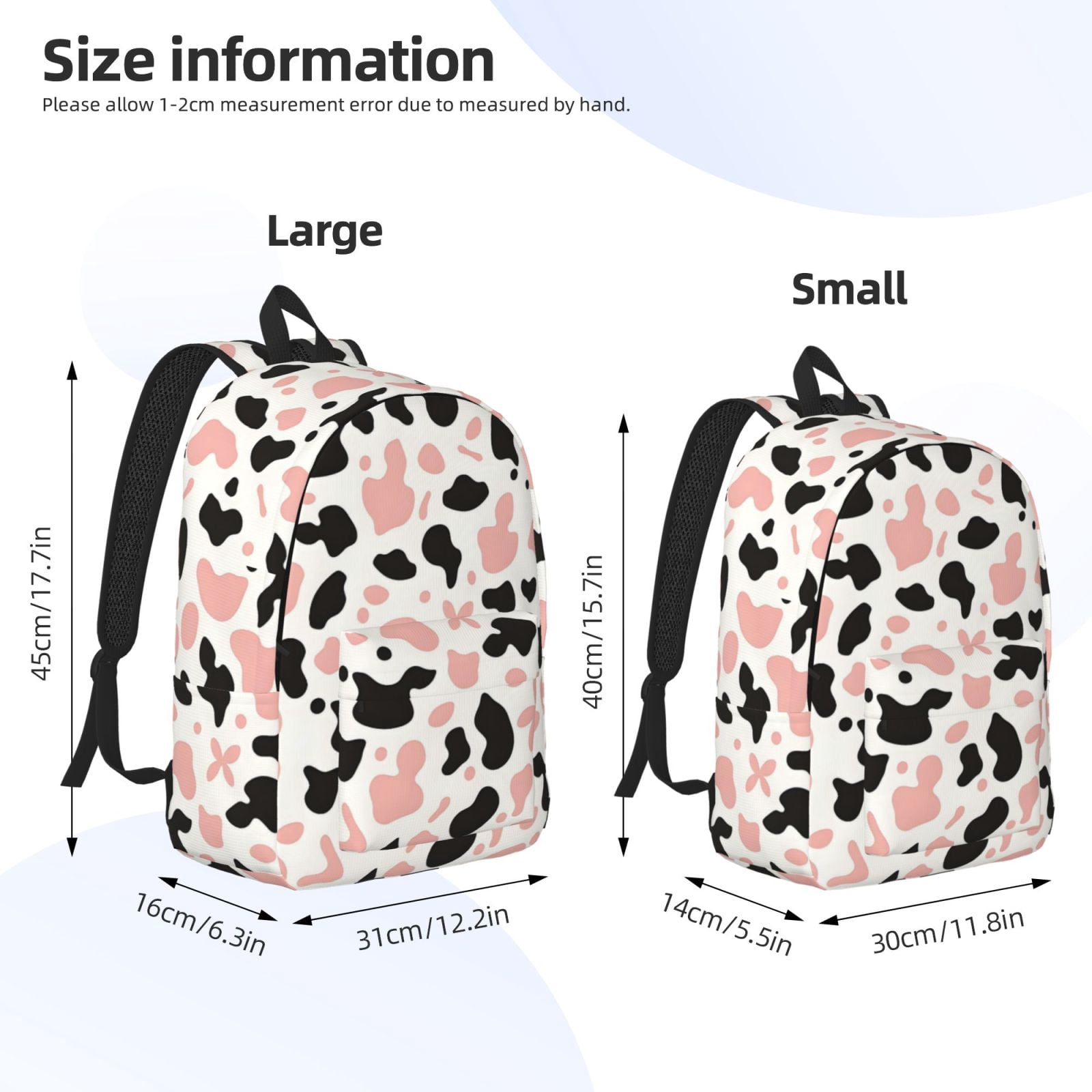 Casual Canvas Backpack Without Interlayer Large Capacity Stick Bag Design For Outdoor Shopping Office Outdoor Sports Simple Cow-Print Pattern_3 Small