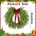 thumbnail image 3 of Norfolk Pine 20.5Inch Christmas Wreath with Red Bow, with Pine Cones, Faux Cedar Greenery, Indoor Outdoor Front Door Wall Decor, Farmhouse Style, 3 of 7
