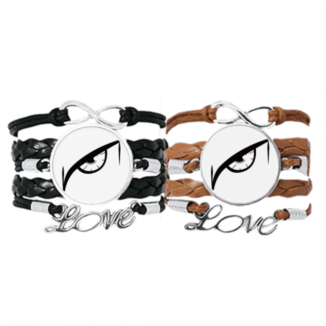 Black Vector Eye Decoration Pattern Bracelet Hand Strap Leather Rope Wristband Double Set