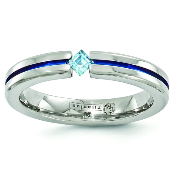 Edward Mirell Titanium Blue Topaz and Blue Anodized 4mm Band EMR168
