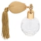 thumbnail image 2 of Frasco pequeño de perfume de cristal transparente con borlas doradas largas y atomizador. Botellas de vidrio recargables de estilo vintage para herramientas de maquillaje., 2 of 8
