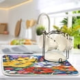 thumbnail image 5 of Dish Drying Mat Kitchen Counter Whimsical Flowers Dishes Drainer Pad Absorbent Microfiber Reversible 16"x18", 5 of 7