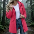 thumbnail image 2 of vdgthytj Rain Jacket Women Long Sleeve Full Zip Waterproof Elastic Waist Hooded Jackets Fall Outdoor Hiking Travel Outerwear with Pockets(Medium,Pink), 2 of 8