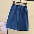 thumbnail image 4 of Ulitacool Women'S Shorts High Waist Solid Color Tightness Cropped Trousers Pocket Overalls Pants Linen Trend Wear M Green, 4 of 4