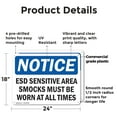 thumbnail image 2 of (2 Pack) ESD Sensitive Area Smocks Must Be Worn At OSHA Notice Sign 24 Inch X 18 Inch Plastic Sign, Weather Resistant, UV Protected for Workplace, Business, and Construction Site, Made, 2 of 8