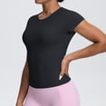 thumbnail image 5 of Lmnyox Women's Athletic Shirts Slim Stretchy Workout Tops Lightweight Breathable Short Sleeve V Neck Sport Tee Shirt, 5 of 9