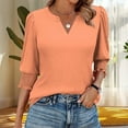 thumbnail image 2 of 3/4 Sleeve Shirts for Women Basic Fall Clothes Fashion Loose Comfort Winter Clothing Outdoor Pullover V-Neck Casual Outfits 2025, 2 of 7