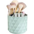 thumbnail image 1 of Makeup Brush Organiser, 12× 12× 14cm Makeup Brush Holder with 5 Compartments Make up Organiser for Lipstick, Eyeliner, Pen(Green), 1 of 4