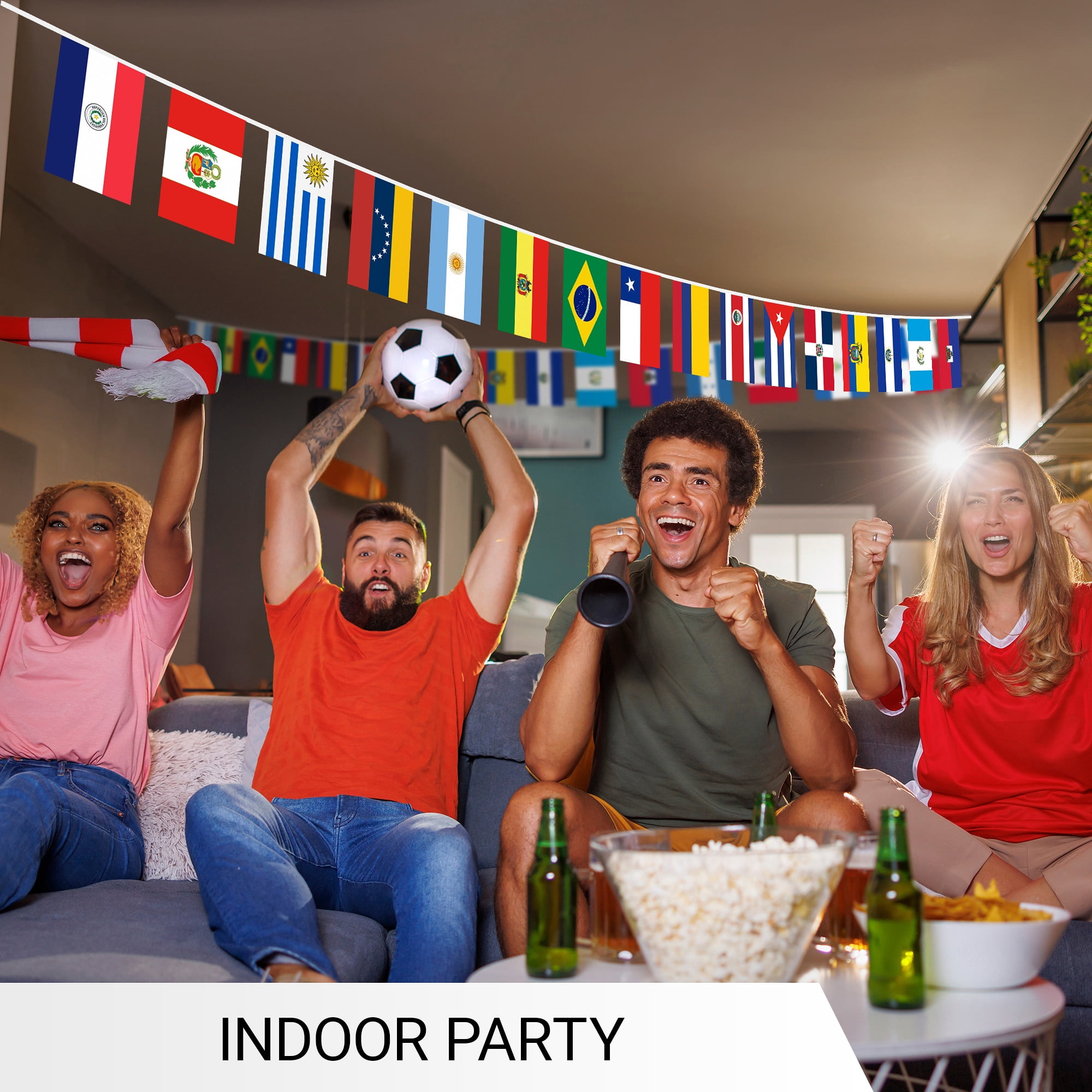 G128 Latin America Countries Bunting Banner | 20 Country Flags, 12 x 18 Inch Pennants, 30 ft String | Printed 150D Polyester | Decorations for School, Festival, Sports Events, Celebrations